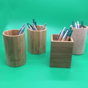 Soporte de lápiz de organizadores de escritorio de bambú