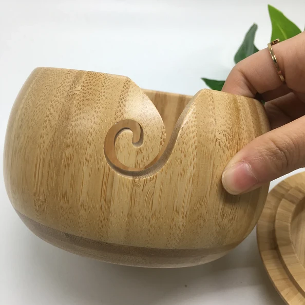 Wooden Bamboo Yarn Holder Knitting Bowl