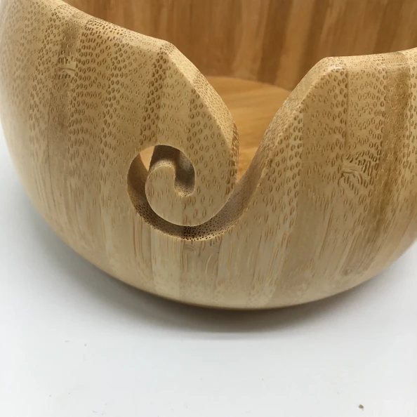 Wooden Bamboo Yarn Holder Knitting Bowl