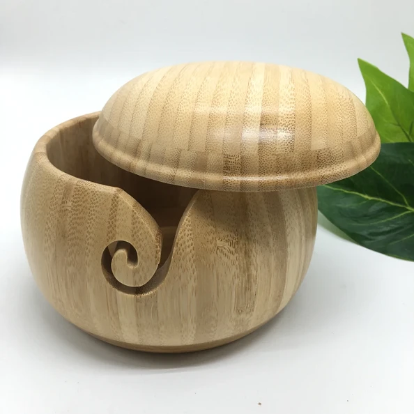 Wooden Bamboo Yarn Holder Knitting Bowl