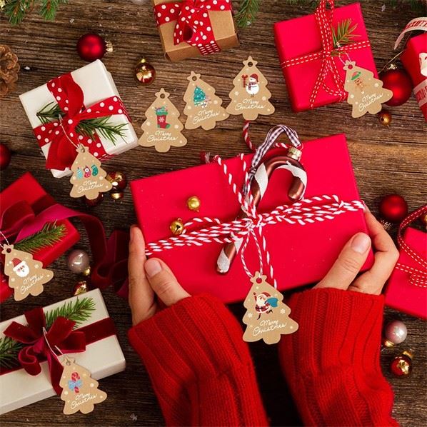 50 Pieces Christmas Kraft Paper Gift Tags
