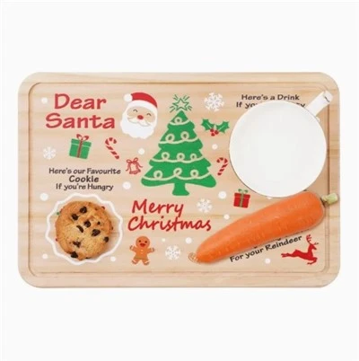 Plato de regalo con bandeja de galletas de madera de Papá Noel