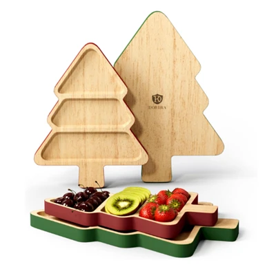 Bandejas para servir en forma de árbol de navidad de madera