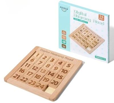 Rompecabezas deslizante Tangram con números de madera