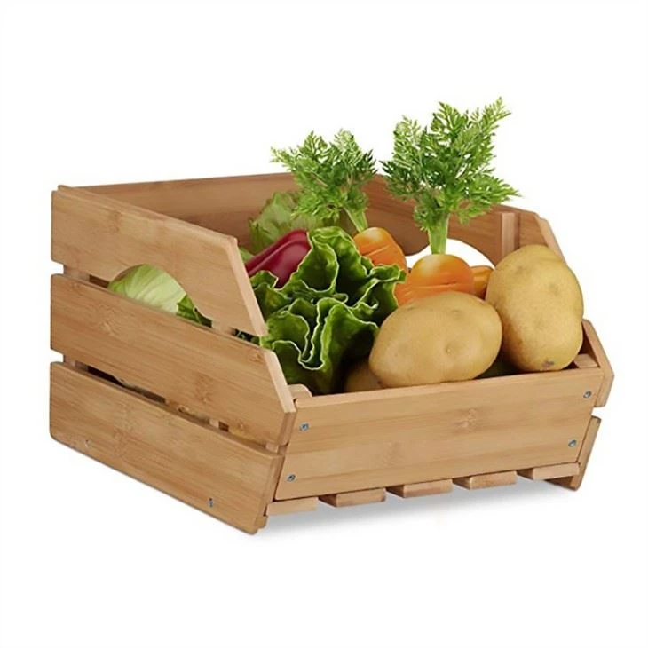 Caja de almacenamiento de cajón apilable de bambú